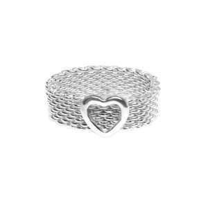  Tiffany Inspired Sterling Silver Heart Mesh Ring Size 8 