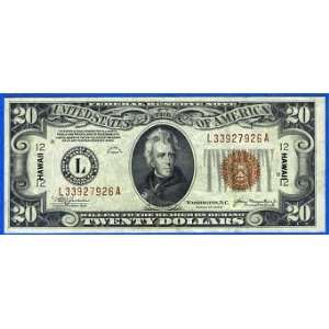  $20 1934A Hawaii Brown Seal Silver Certificate Old US 