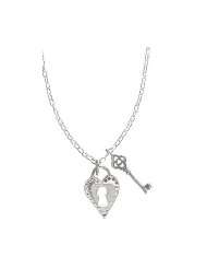 Boma Sterling Silver Heart Lock and Key Necklace, 16