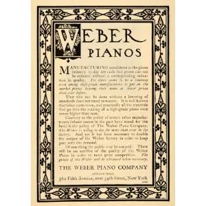 1905 Vintage Ad Weber Piano Company Aeolian Hall NYC   Original Print 
