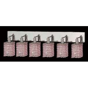 Mini 6 Light Oblong Canopy Square Wall Sconce in Chrome Crystal Color 