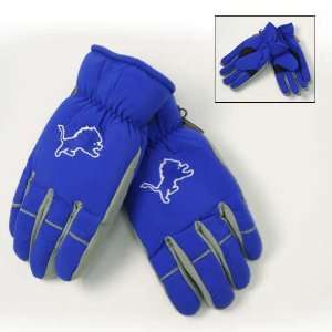   Lions NFL Mens Thinsulate Blue Ski Gloves (L/XL)