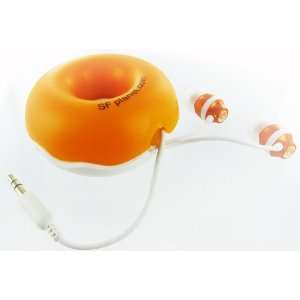  Doughnut Earphone Winder Cable Holder   Orange/White Electronics