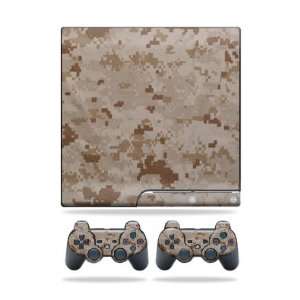   for Sony Playstation 3 PS3 Slim Skins + 2 Controller Skins Desert Camo